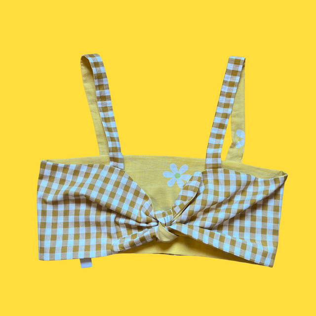 Crop top Papillon "vichy moutarde" - L/XL/XXL