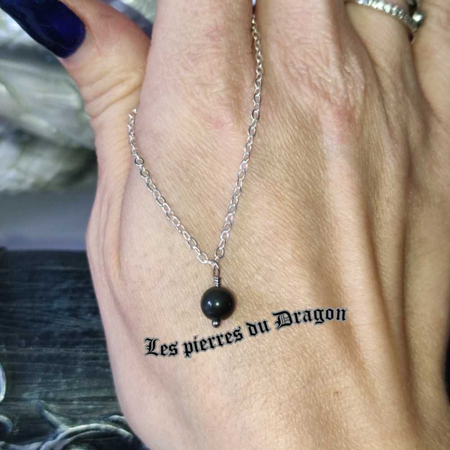 collier fin obsidienne œil céleste