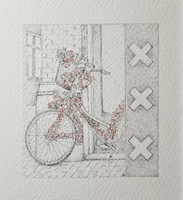 Amsterdam flower bike and three crosses - SOLD
