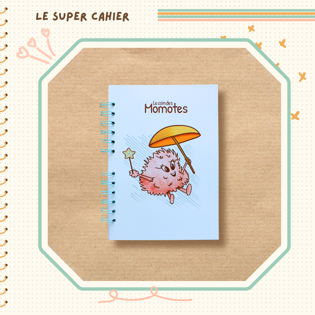 Cahier reliure spirale illustré d'une momote plein de légèreté