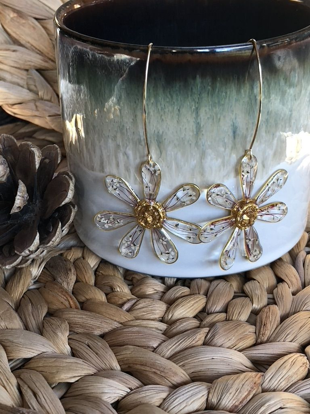Boucles d'oreilles Sunshine - design Marguerite entièrement fait main