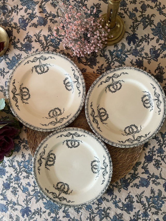 MONTHOLON - Suite de 6 assiettes plates manufacture des Salins - Terre de Fer