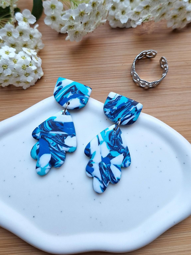 Mina - Marbré bleu et blanc mat