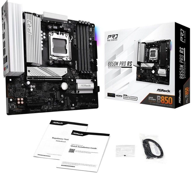 02.2.0128 – Scheda Madre ASRock B850M Pro RS – Micro‑ATX professionale nera per Ryzen 7000/8000/9000