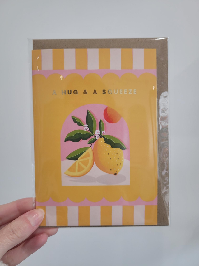 A Hug & A Squeeze Gold Foil Greetings Card - EV-011