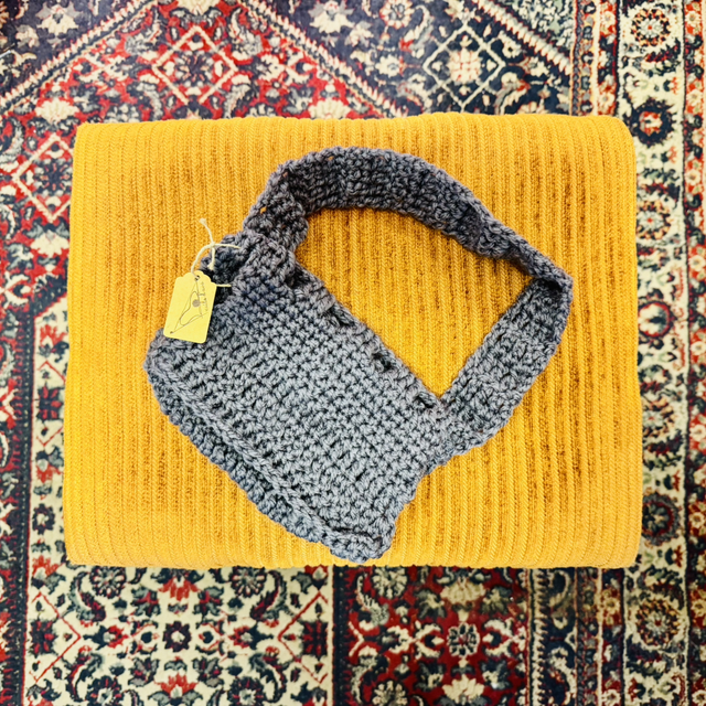 Mini Bolsa Crochet Cinza - Handmade