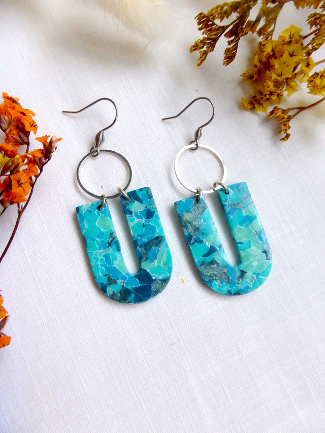 Boucles d'oreilles U - Océan de Mosaïque