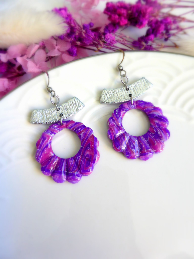 Boucles d'oreilles couronnes - Eclat de lavande