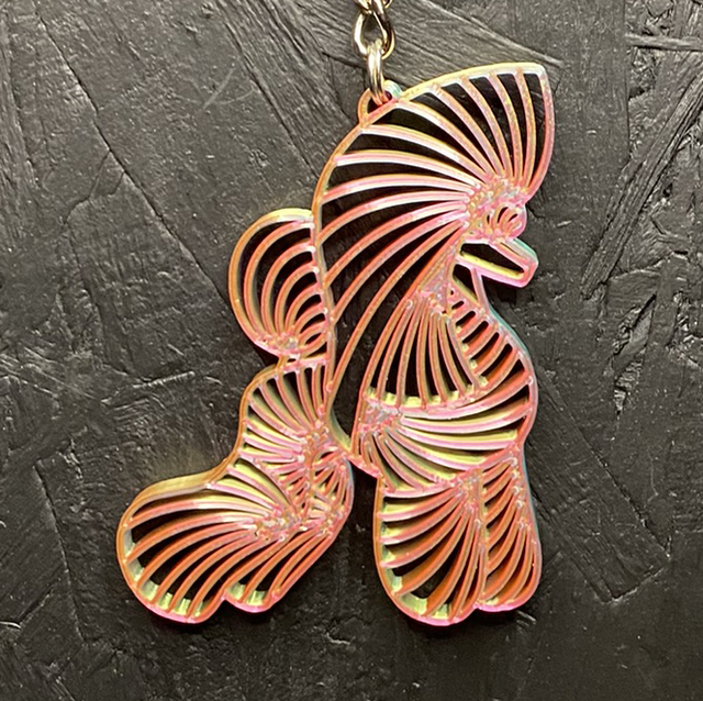 3D - Keychain Poodle Puppy Pink Blossom