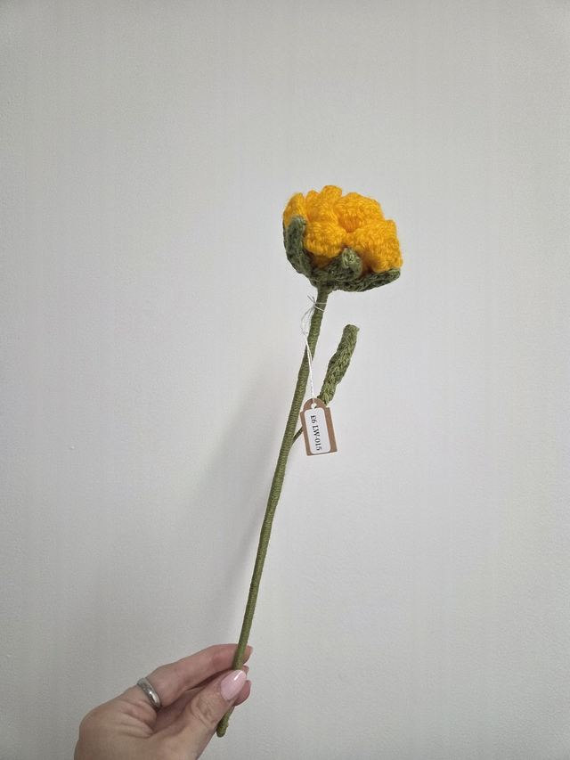 Yellow Rose Forever Crochet Flower - LW-015