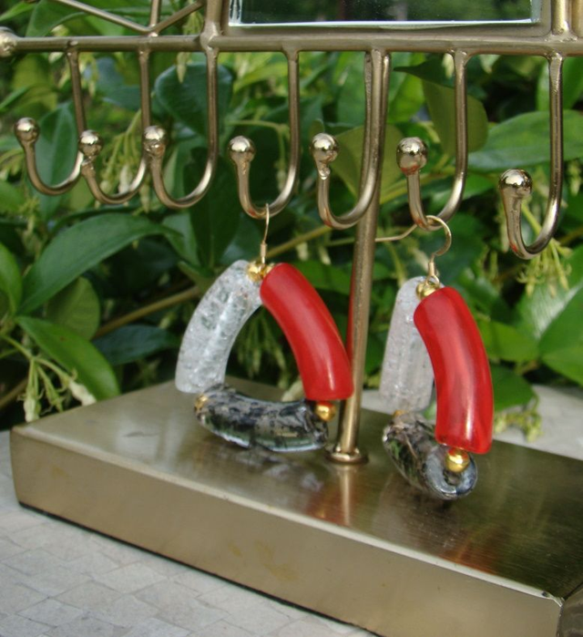 Boucles d&#039;oreilles perles tubes incurvées Shabalaa Sindoor