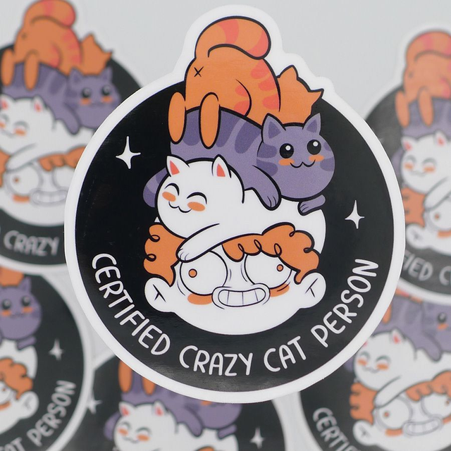 Single Sticker - Certified Carzy Cat Person - ca. 7x7 cm  