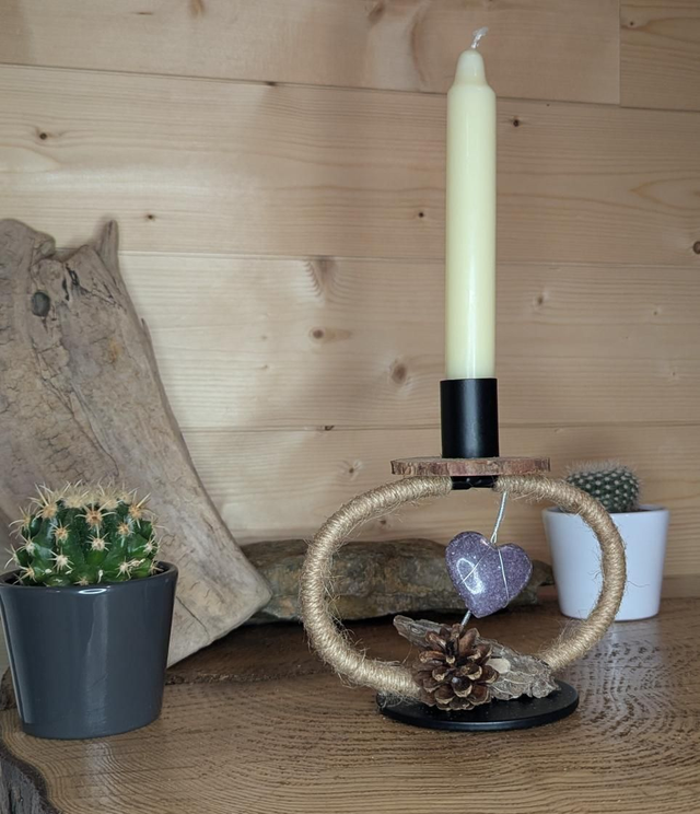 Bougeoir cœur Lépidolite 