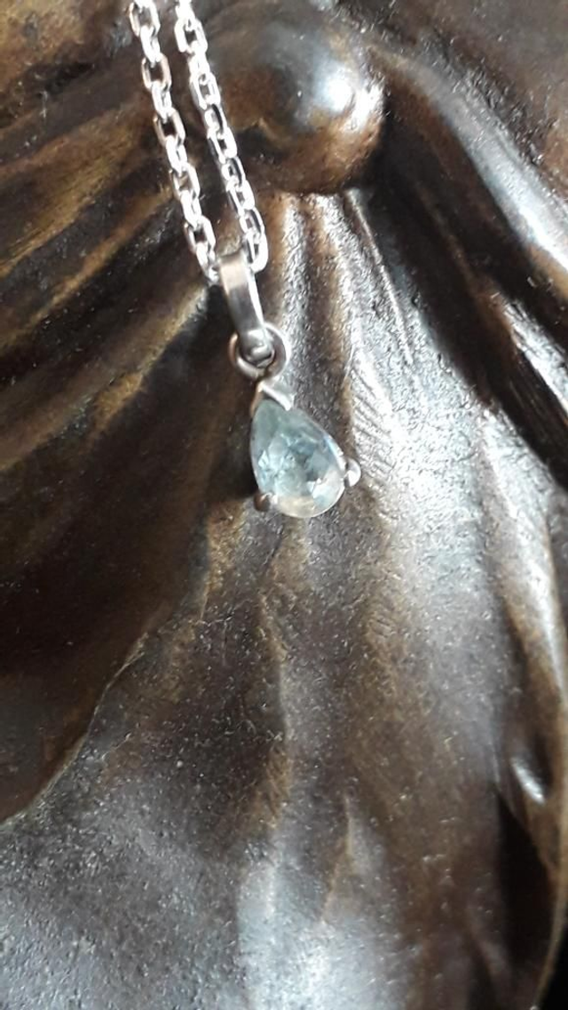 Pendentif aigue marine, argent 925.