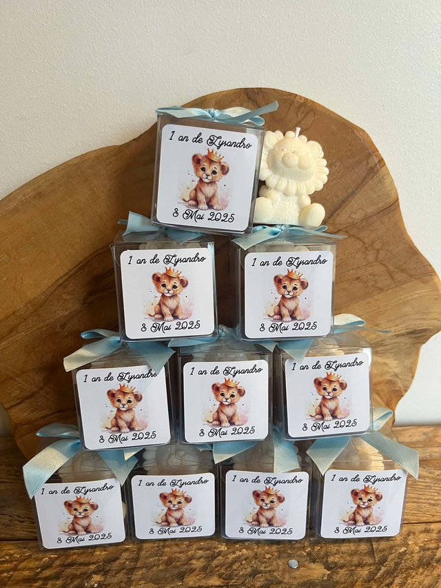 Boîte transparent bougie ou dragées pour baptême, naissance, communion, mariage