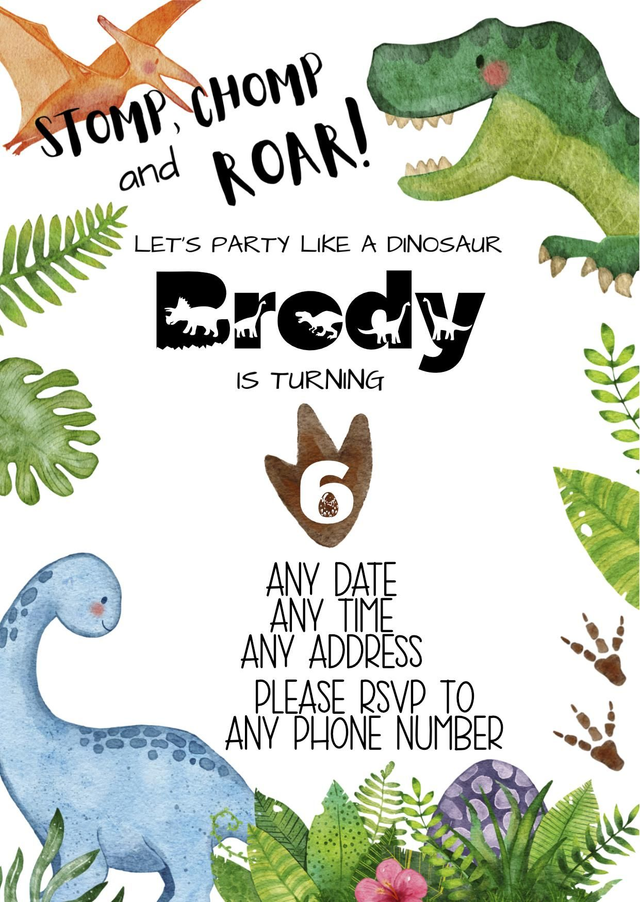 Dinosaur Party Invite 