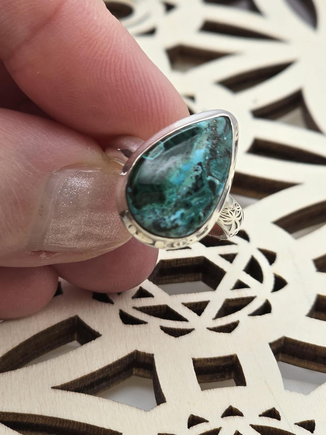 Bague Argent 925 Malachite Chrysocolle