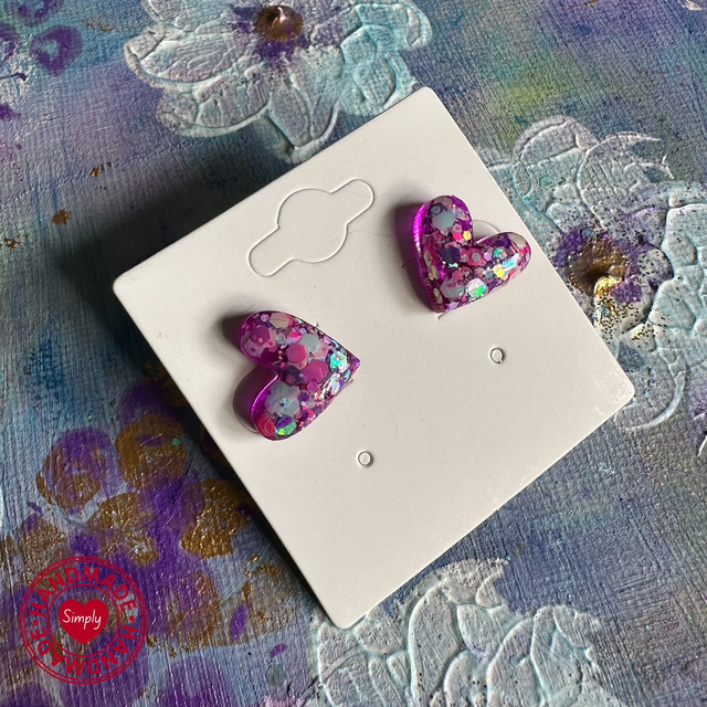 Earring Studs - Pink Hearts