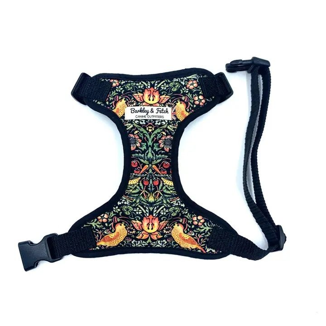 Barkley & Fetch Harness - Black Strawberry Thief 