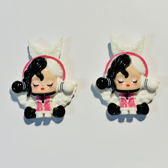 Skull Panda black/white large flatback