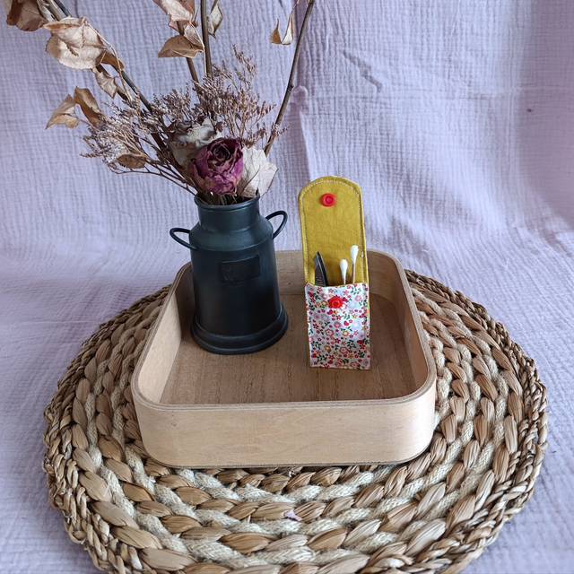 Petite Pochette Fleuris Rouge