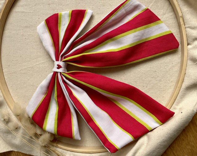 Noeud Ahora* Rayé rose/vert/blanc