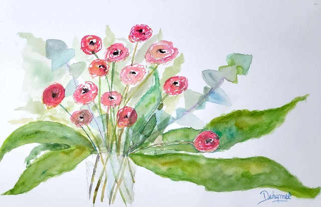 Petites fleurs dans son vase transparent, 2015