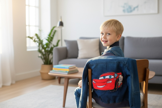Veste en jean customisée Car’s 3 ans soldée