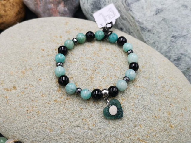 BPO.001 Bracelet élastique amazonite onyx 