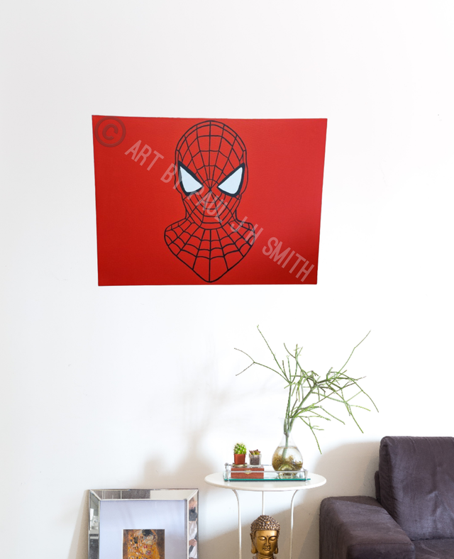 Spiderman (V1) headshot Hand-Painted Canvas Artwork | 24x18 Inch Deep-Edged Canvas