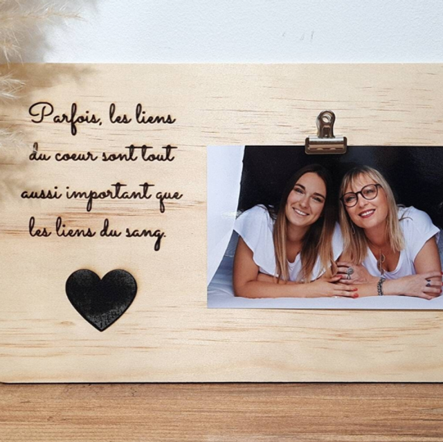 Plaque photo en bois