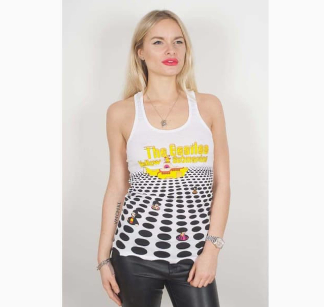 Beatles Ladies Vest T-Shirt: Yellow Submarine Sea of Holes - X-Large