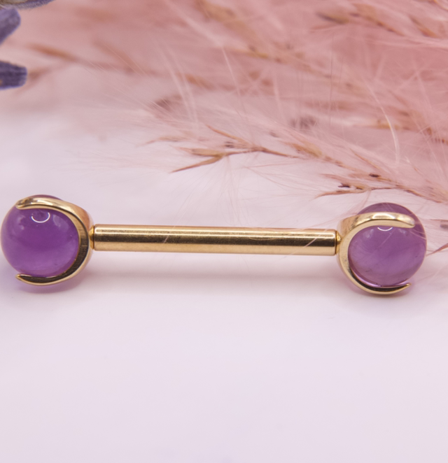 Barbell Pierres Naturelles Améthyste 