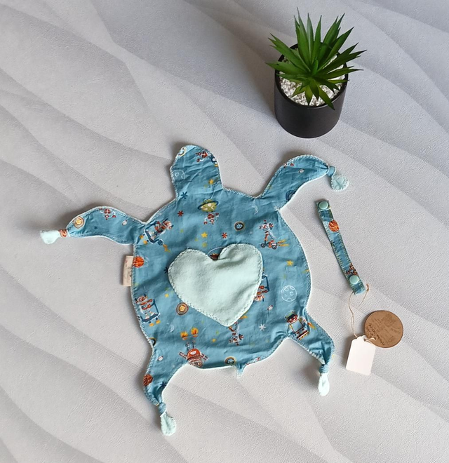 Doudou Tortue Range Tétine Robots