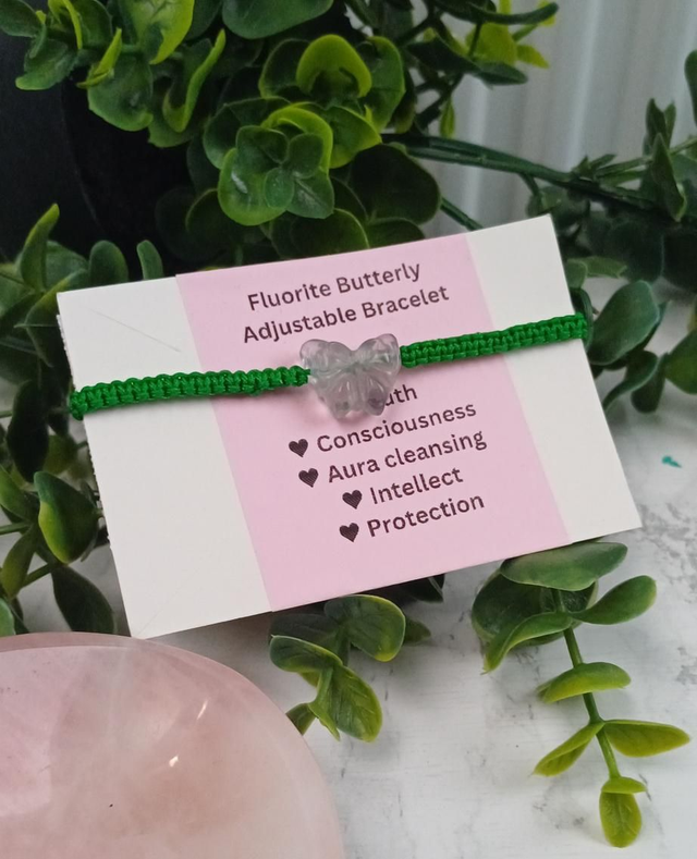 Fluorite Butterfly Adjustable Bracelet 
