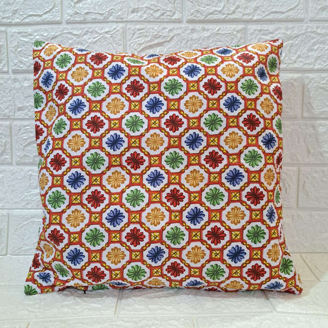 Fodera cuscino con maioliche siciliane colorate 40x40 cm fatta a mano