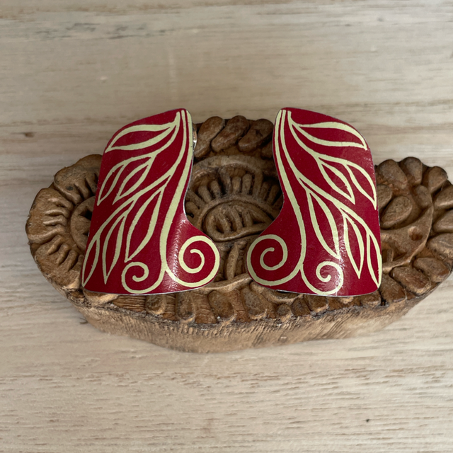 Leaf &amp; Swirl Stud Tin Earrings 