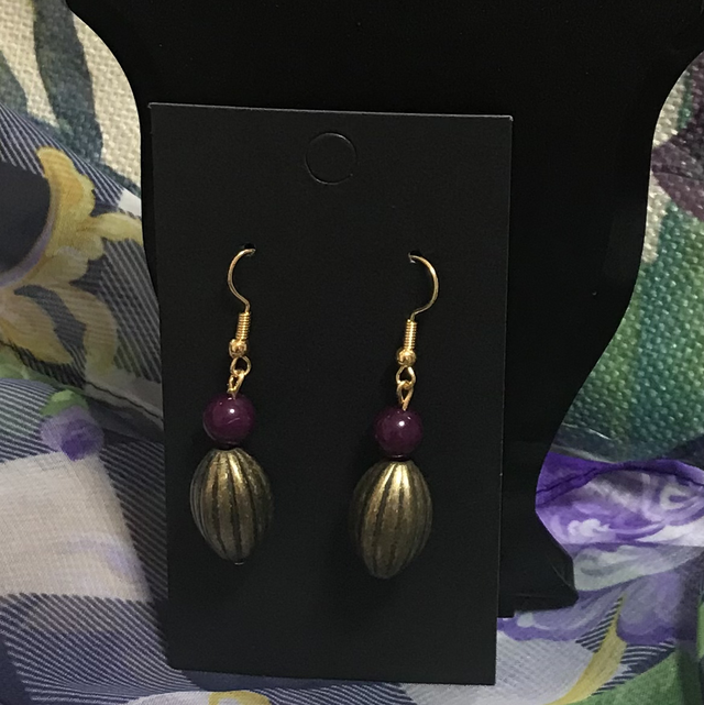 Purple/Gold Dangling Earrings- PGD23