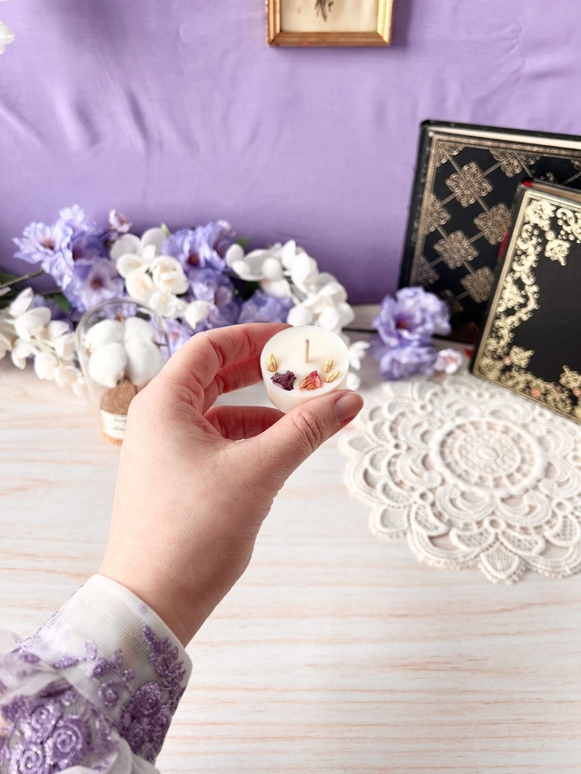💜 Mini bougie fleurie - parfum Rose Ancienne (à l'unité)