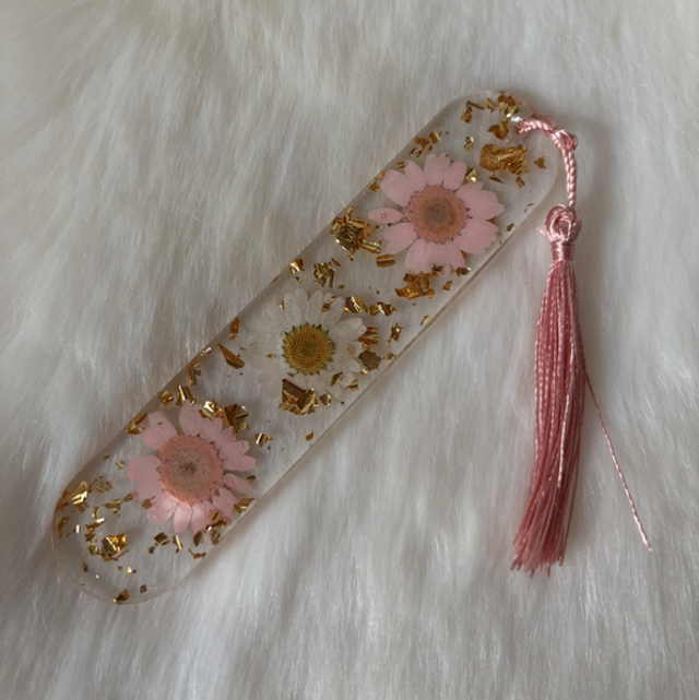 Marque-pages fleurs roses et blanches