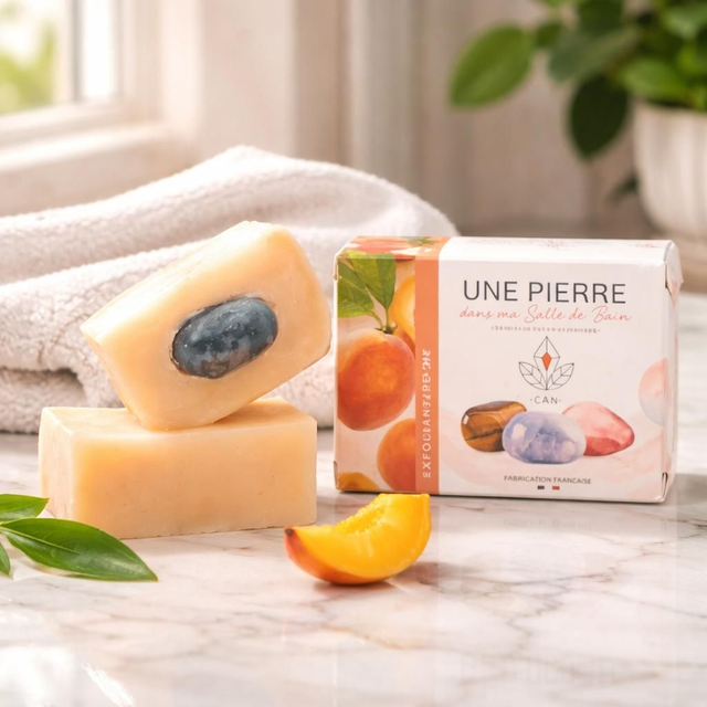 "Abricot exfoliant" - Savon 140 gr + 1 pierre roulée