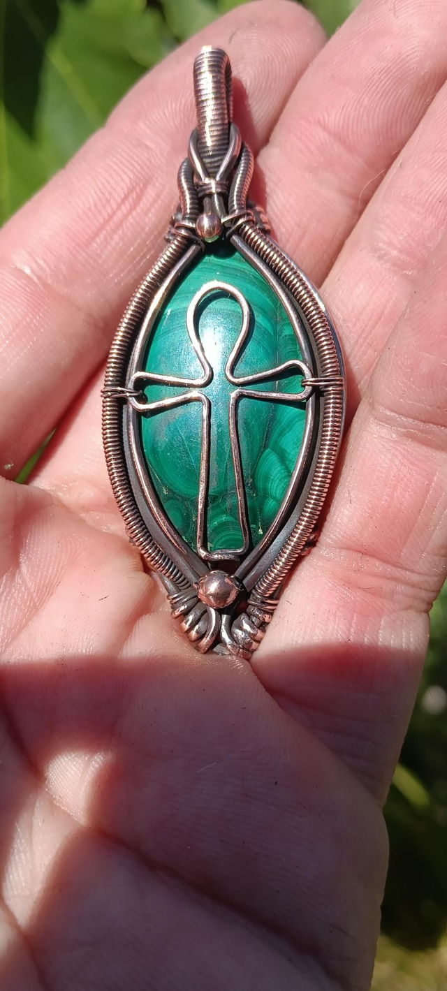 Pendentif malachite croix Ankh 
