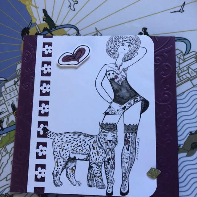 Carte - collection coeur rose - 13,5 x 13,5 cm