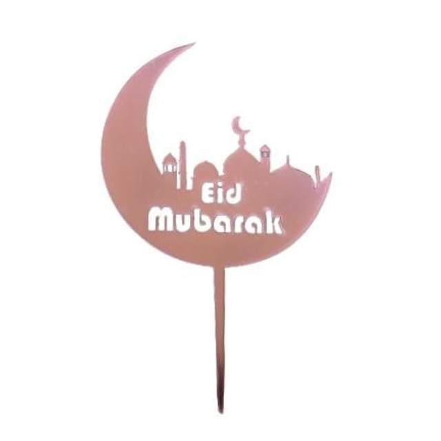 Eid Acrylic Cake Topper Rose Gold - Moon and Mosque