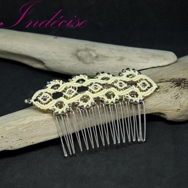 Bijoux de cheveux en macramé vanille et orchidée