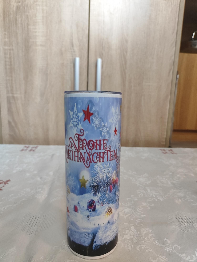 20 oz Thermobecher Frohe Weihnachten mit Kerze ca.600ml