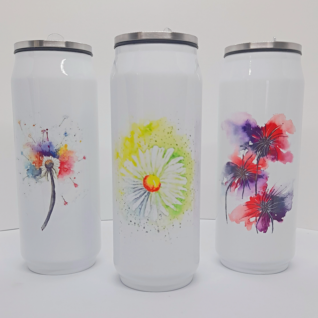 Can Style Drinks Bottle.  Choice of Floral Artwork 
