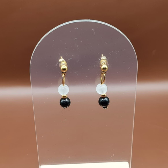 Puces Quartz rose - tourmaline noire