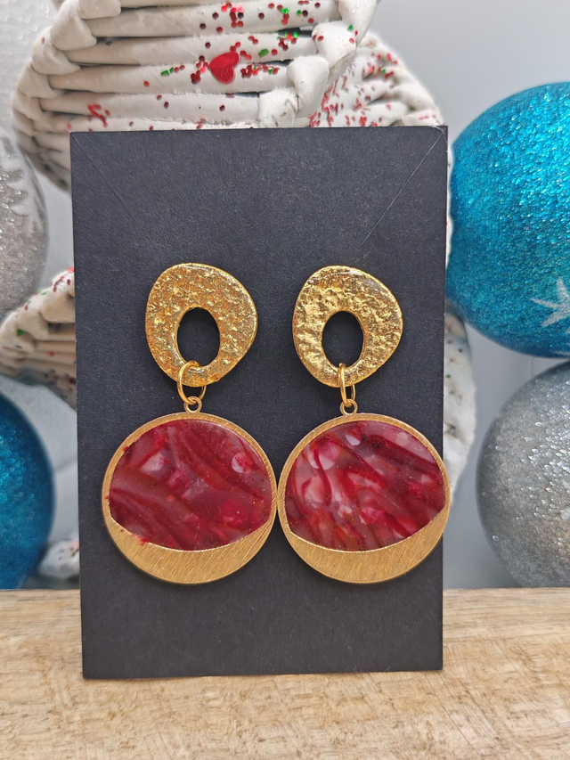 Boucles uniques marbrées Rouge 