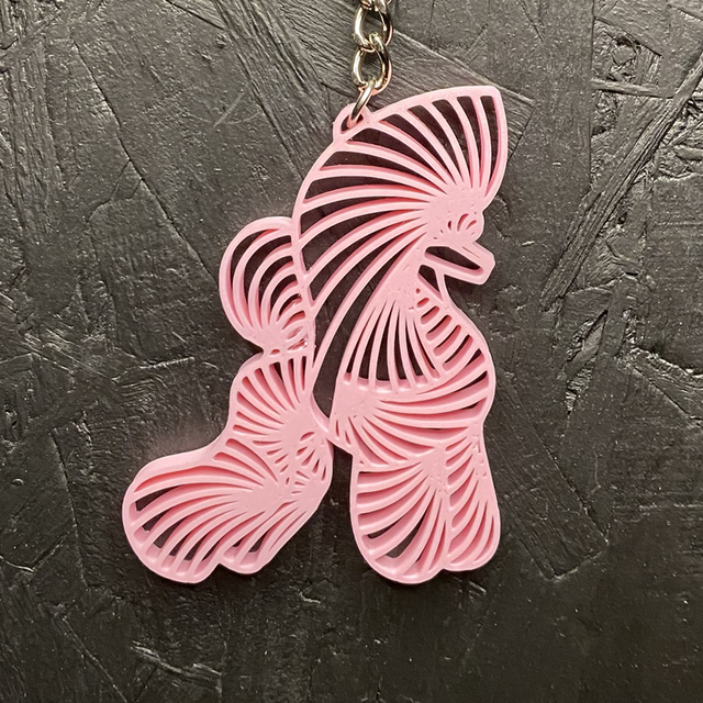 3D - Keychain Poodle Puppy Sakura Pink